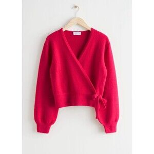 Womens Size M & Other Stories Ruby Red Wrap Sweater EUC